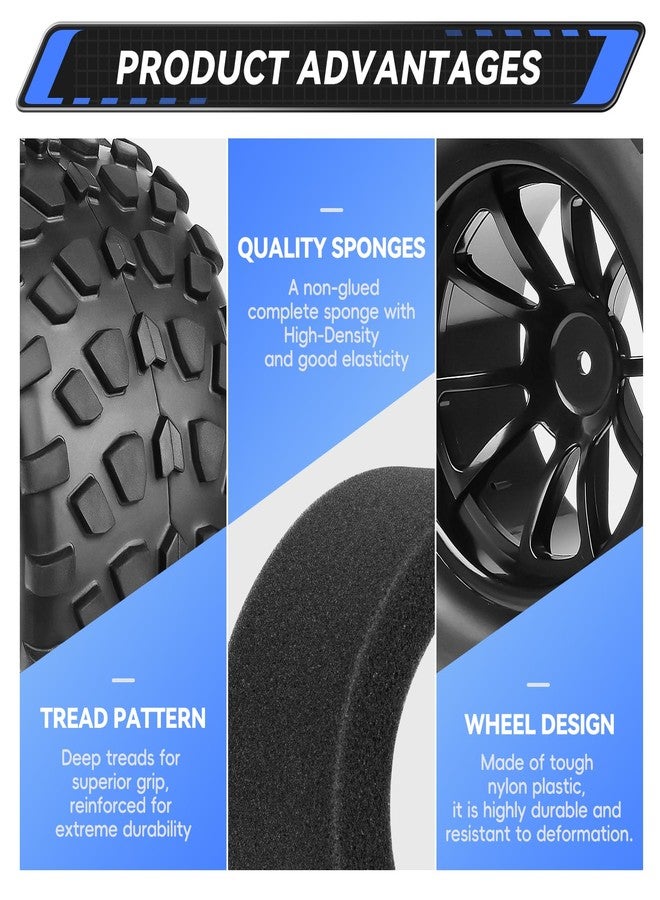 AllinRC 4PCS AllinRC 12mm Hex RC Truck Wheels and Tires 1/10 Scale 2.8 Truck Tires for Traxxas Stampede Vxl Hoss 4x4 Redcat Volcano Epx RC Monster Truck - Image 3